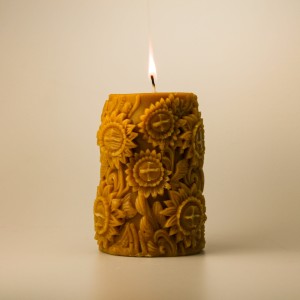 Świeca z wosku pszczelego słoneczniki boho